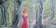 Woman in Red in a Forest